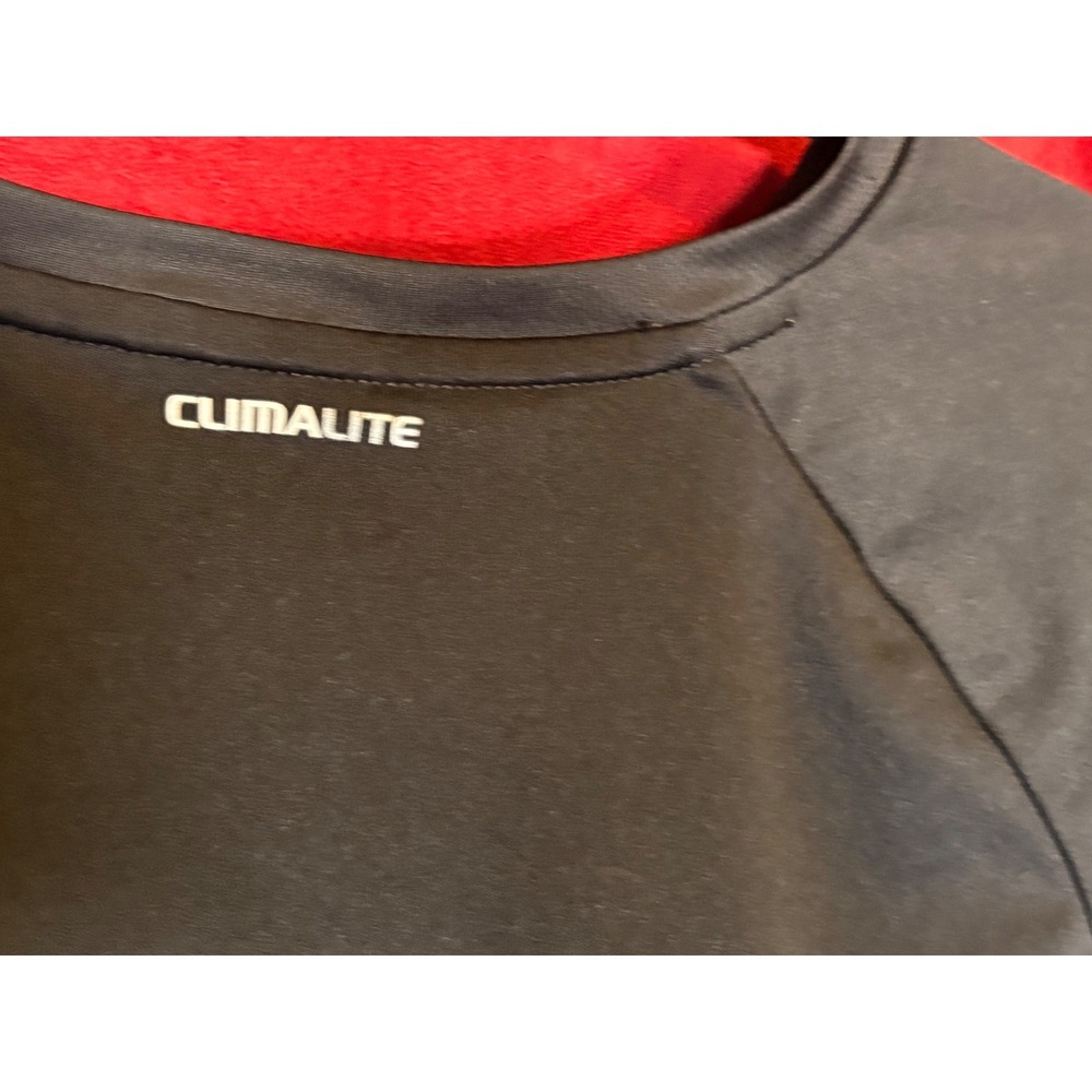 Adidas Climalite T-Shirt Mens Large Black Good Short Sleeve Logo Side Stripes - Picture 3 of 6
